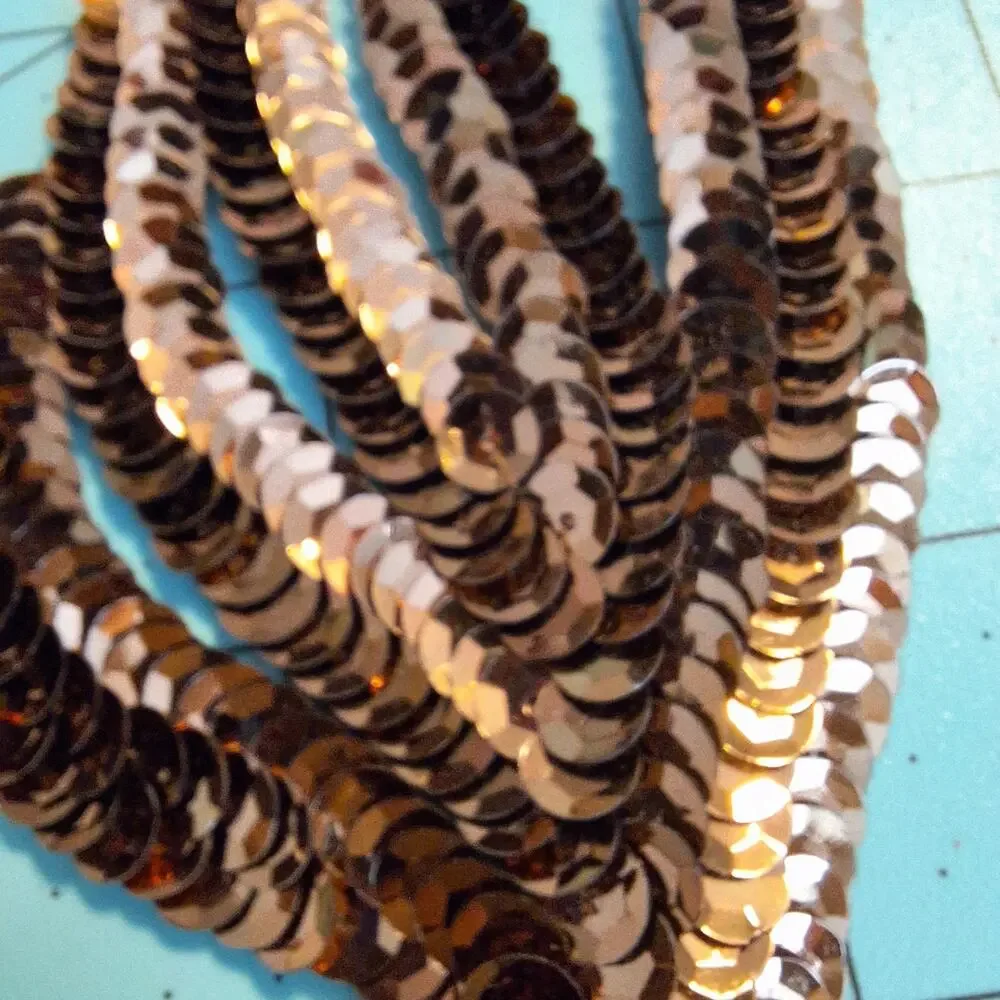 Bronze sequin mirror leaf pair applique